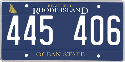 RI license plate 445406