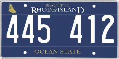 RI license plate 445412