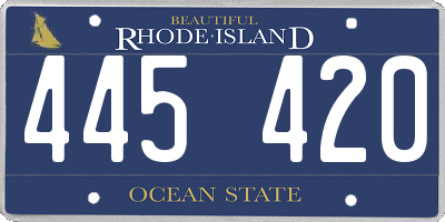 RI license plate 445420