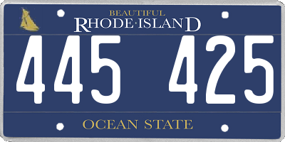 RI license plate 445425