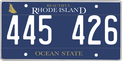 RI license plate 445426