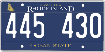 RI license plate 445430