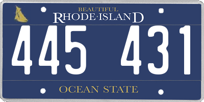 RI license plate 445431