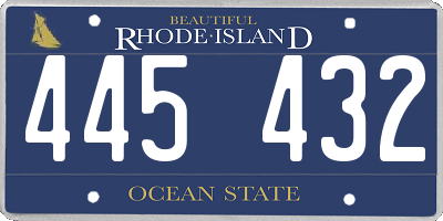 RI license plate 445432