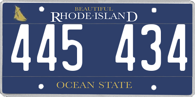 RI license plate 445434