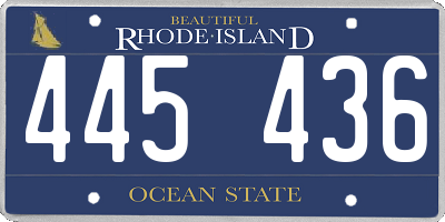 RI license plate 445436
