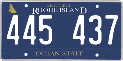 RI license plate 445437