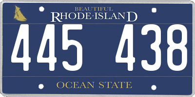 RI license plate 445438