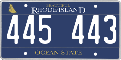 RI license plate 445443