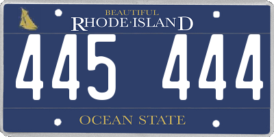 RI license plate 445444