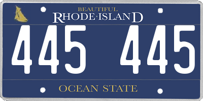 RI license plate 445445