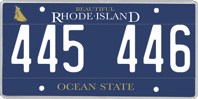 RI license plate 445446