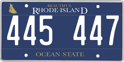 RI license plate 445447