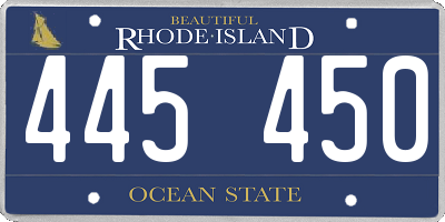RI license plate 445450
