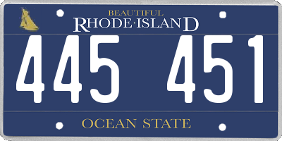 RI license plate 445451