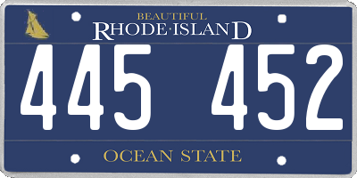 RI license plate 445452