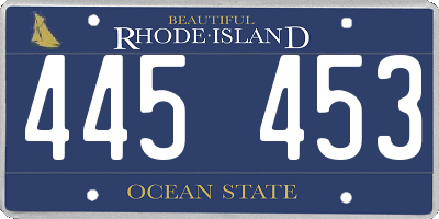 RI license plate 445453