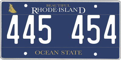 RI license plate 445454