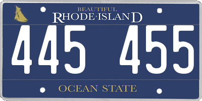 RI license plate 445455