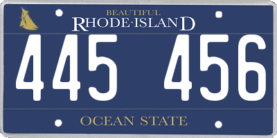 RI license plate 445456