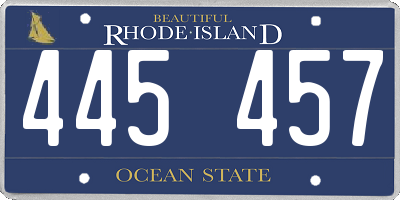 RI license plate 445457