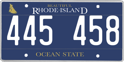 RI license plate 445458