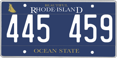 RI license plate 445459