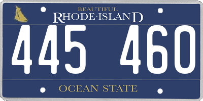 RI license plate 445460