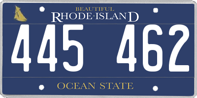 RI license plate 445462