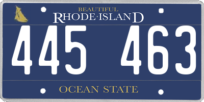 RI license plate 445463