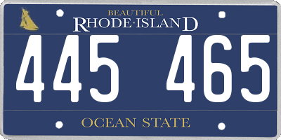 RI license plate 445465