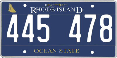 RI license plate 445478