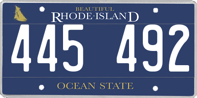 RI license plate 445492