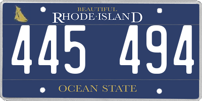 RI license plate 445494