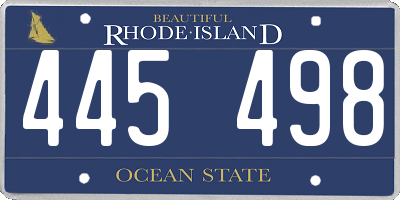 RI license plate 445498