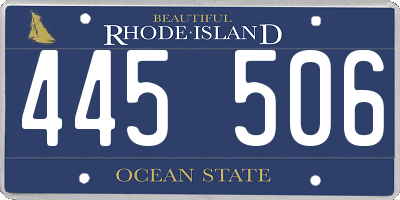RI license plate 445506