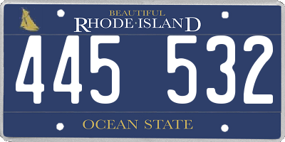 RI license plate 445532