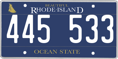 RI license plate 445533