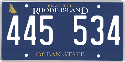 RI license plate 445534