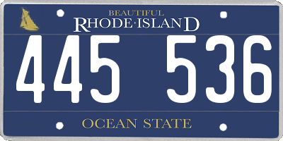 RI license plate 445536
