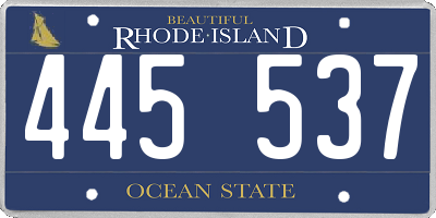 RI license plate 445537