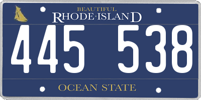 RI license plate 445538