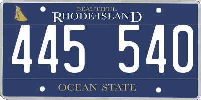 RI license plate 445540
