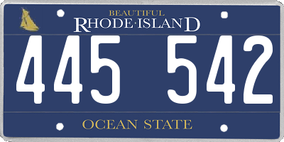 RI license plate 445542
