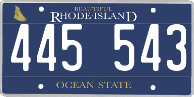 RI license plate 445543