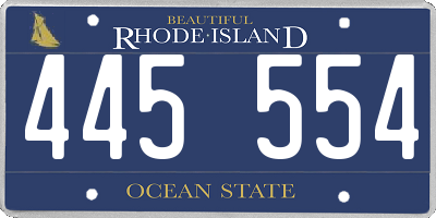 RI license plate 445554