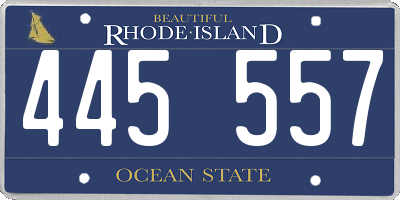 RI license plate 445557