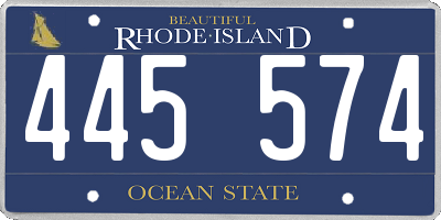 RI license plate 445574