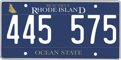 RI license plate 445575