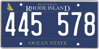 RI license plate 445578